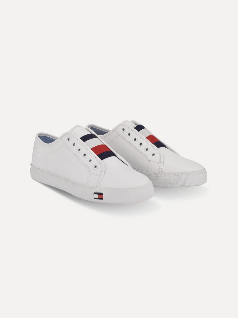 Női Tommy Hilfiger Flag Laceless Alkalmi Cipő Fehér | HU 586NWY